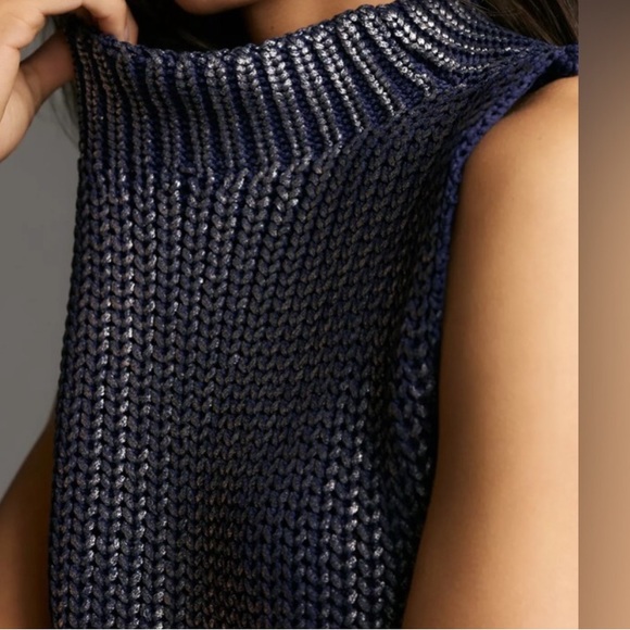 Anthro PILCRO OVERSIZED FOIL SWEATER VEST M - Picture 4 of 12